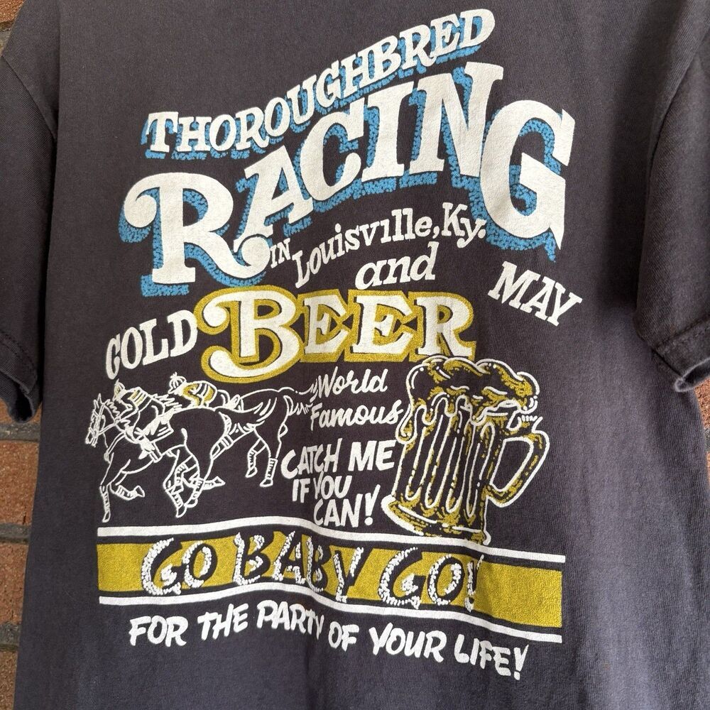 Vintage Grunge Graphic Casual Streetwear Tee Thoroughbred Racing Louisville Beer - Picture 2 of 6